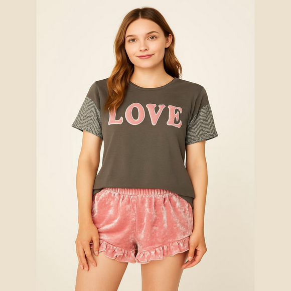 Bobbie Brooks Other - Bobbie Brooks Sleepwear Set - XL - Gray & Pink - "LOVE"